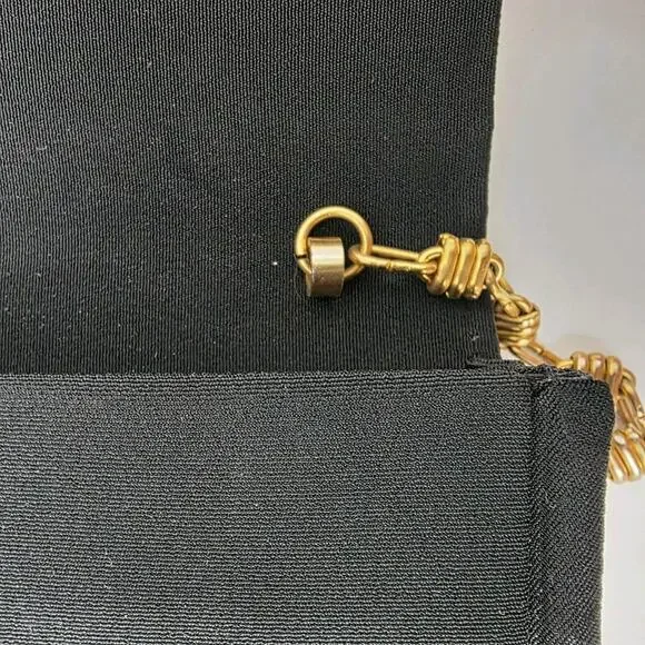 Vintage 70s Gucci Blondie GG Canvas Purse Clutch Brass Chain Made in Italy Black - Picture 4 of 14